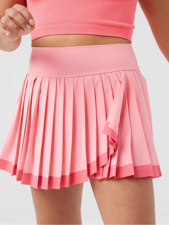 Offline Dresses & Skirts - Pleated Pink Skater Skirt with Contrast Hem